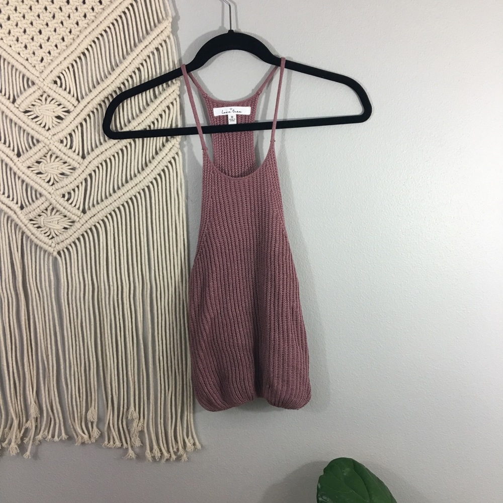 Love tree pink knit halter tank top M